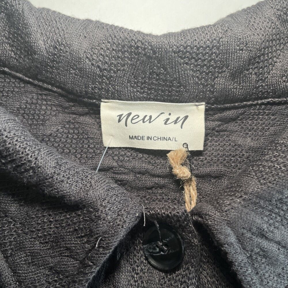 New In Boutique Gray Cable Knit Oversized Button Down Shacket Womens Size Large - Picture 2 of 12